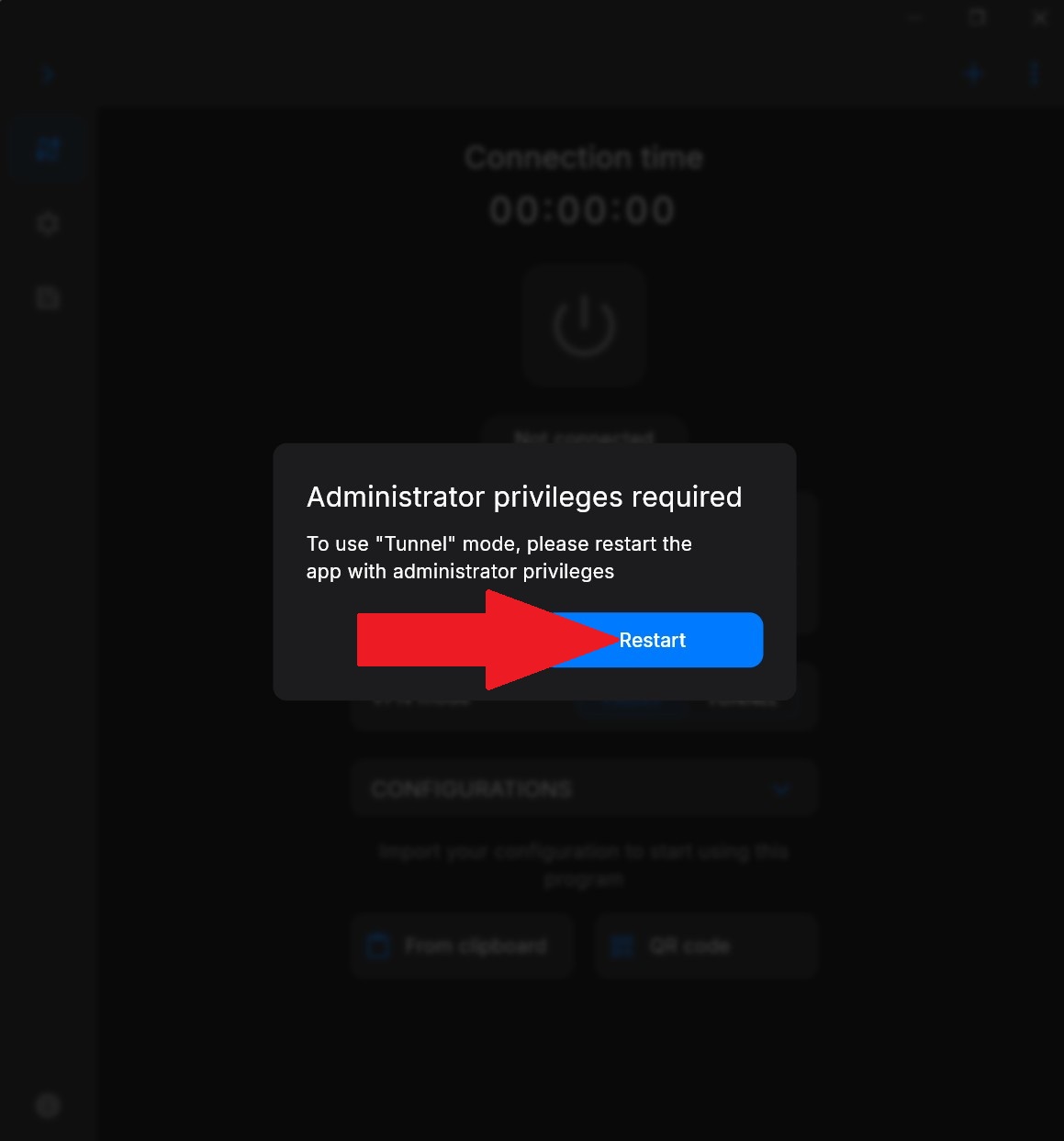 Windows: перезапуск туннеля